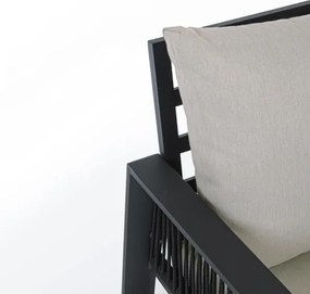 Salottino Da Esterno In Corda E Alluminio Con Cuscini E Tavolino Antracite Captiva Bizzotto