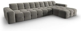 Divano angolare in velluto grigio (angolo destro) Kendal - Micadoni Home