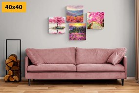 Set di quadri – Splendida imitazione di pittura a olio in rosa