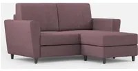 Divano 2 Posti con Pouf 152x155x85 cm Yasel in Tessuto Prugna