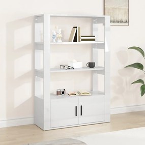 Credenza bianco lucido 80x30x119,5 cm in legno multistrato