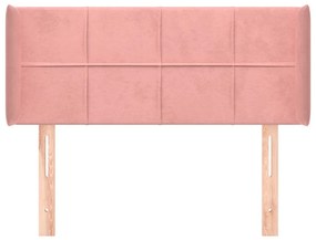 Testiera ad orecchio rosa 83x16x78/88 cm in velluto