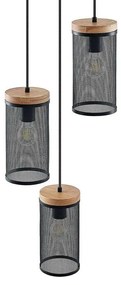 Lindby - Kiriya Cluster Lampada a Sospensione Black/Wood Lindby