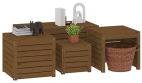 Set cassette da giardino 4 pz miele in legno massello di pino