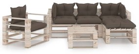 Set divani da giardino pallet 6 pz con cuscini in legno di pino