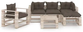 Set divani da giardino pallet 6 pz con cuscini in legno di pino