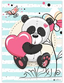 Quadro del panda con il cuore sopra il lettino | Inspio