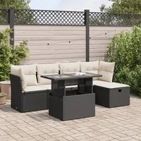 Set Divano da Giardino 6 pz con Cuscini Nero in Polyrattan 3326137