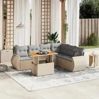 Set Divano da Giardino 8 pz con Cuscini Beige in Polyrattan 3272312