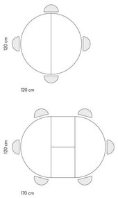 Tavolo rotondo PANTELLERIA in legno effetto grigio cemento con base a X in metallo antracite, allungabile ⌀120 cm &#8211; ⌀170 cm
