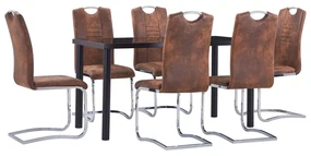 Set Sala Da Pranzo 7 Pz İn Similpelle Scamosciata Marrone /