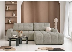 Divano angolare componibile marrone chiaro allungabile/con contenitore (con penisola a destra) Lulu – Miuform