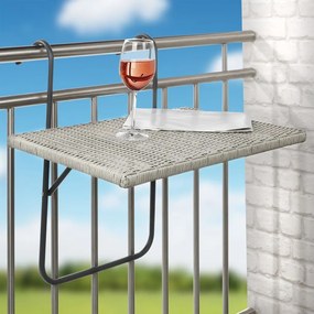 Hi tavolo pieghevole da balcone con piano vimini 60x40 cm grigio