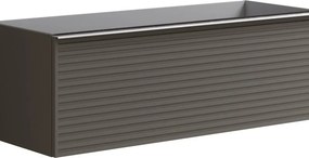 Mobile da bagno sospeso sotto lavabo Pixel stripes 1 cassetto L 120 x H 40 x P 45.5 cm grigio carbone laccato opaco, con mniglia alluminio brillante