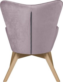 Poltrona con poggiapiedi lavanda con rivestimento in velluto Niko – Ropez