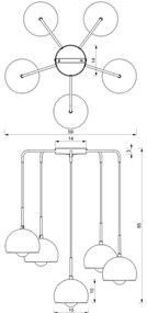 Lampadario a sospensione con filo COOL 5xE27/60W/230V