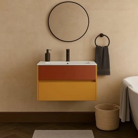 Mobile da bagno sotto lavabo Niwa beige laccato opaco L 89.5 x H 50 x P 45.5 cm 2 cassetti, lavabo non incluso