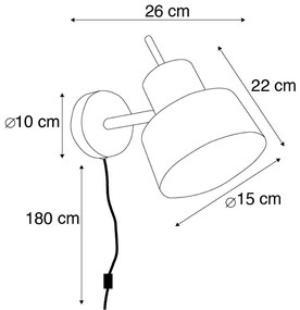 Lampada da parete Smart nera incl. Wifi A60 - Chappie