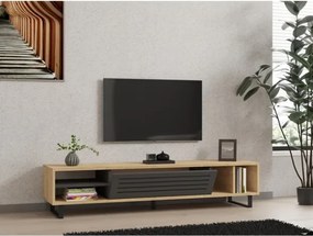 Mobile Porta TV Da Terra 160 Cm Con Anta Frontale Rovere E Antracite Zeffiro