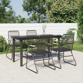 Set da pranzo da giardino 5 pz nero in rattan pvc