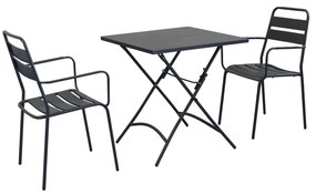 ROMANUS - set tavolo in metallo cm 70 x 70 x 72 h con 2 poltrone Romanus