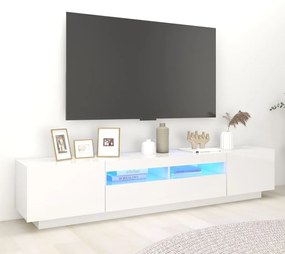 Mobile Porta Tv Con Luci Led Bianco Lucido 200x35x40 Cm /