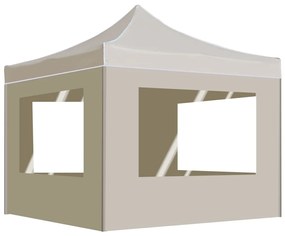 Gazebo Professionale Pieghevole Alluminio Con Pareti 2x2m Crema /