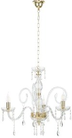 Lampadario in vetro e cristallo maria teresa 3 luci oro lp.mt-3t4