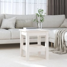Tavolino Da Salotto Bianco 35x35x40 Cm Legno Massello Di Pino /