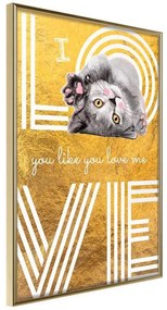 Poster  Cat Love  Cornice Quadri Cornice d'oro, Larghezza x Altezza Home decor 20x30