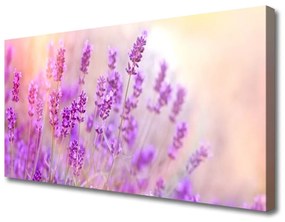 Quadro su tela Campo Di Lavanda Con Fiori Di Sole 100x50 cm