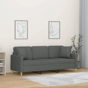 Divano A 3 Posti Con Cuscini Grigio Scuro 180 Cm İn Tessuto /