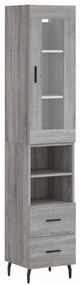 Credenza Grigio Sonoma 34,5x34x180 cm in Legno Multistrato