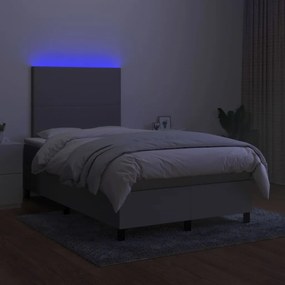 Letto a molle materasso e led grigio chiaro 120x200 cm tessuto