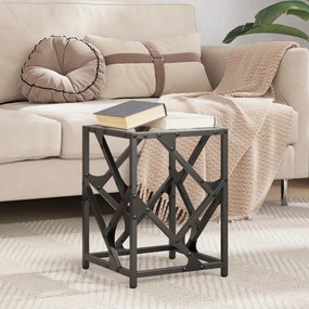 Tavolino salotto con piano vetro trasparente 30x30x41cm acciaio
