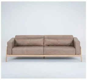 Divano in pelle di bufalo marrone chiaro con struttura in rovere massiccio , 240 cm Fawn - Gazzda
