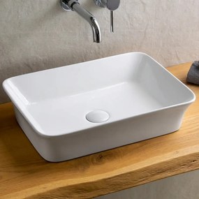 Kamalu - lavabo appoggio rettangolare 49 cm con bordi arrotondati | klit-4900