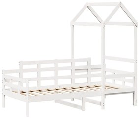Dormeuse con tetto 80x200 cm bianco in legno massello di pino