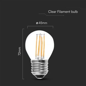 Lampadina LED FILAMENT G45 E27/6W/230V 3000K