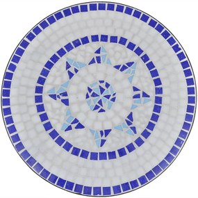 Tavolo da bistrot blu e bianco 60 cm a mosaico
