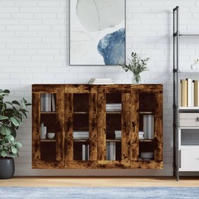 Armadietti A Parete 2 Pz Rovere Fumo İn Legno Multistrato /