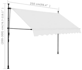 Tenda da Sole Retrattile Manuale con LED 250 cm Crema