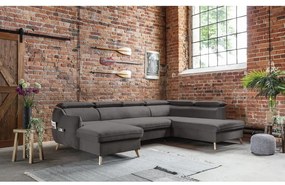 Divano letto angolare a U in velluto grigio scuro (angolo destro) Sweet Harmony - Miuform