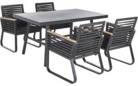 Set da pranzo da giardino 4 posti metallo Nero alluminio finitura opaca tavolo da esterno 4 sedie cuscini moderno