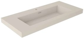 Lavabo a incasso rettangolare vasca centrale Nantes L 101 x H 6 x P 46 cm in resina crema satinato