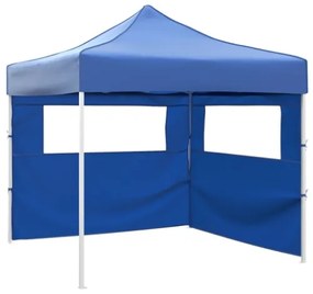 Tenda Pieghevole con 2 Pareti 3x3 m Blu