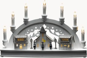 Candela natalizia a LED in legno di pioppo con funzione timer Houses