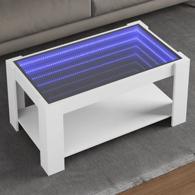 Tavolino Salotto Con Led Bianco 93x53x45 Cm Legno Multistrato /