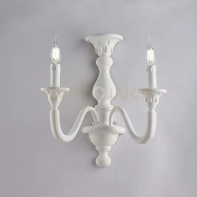 Applique in legno bianco shabby 2 luci lucca