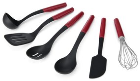 Set 6 utensili cucina nylon manico rosso KitchenAid